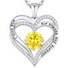 CDE Collana Donna Cuore Regalo Gioielli Donna Pendente Argento 925 Placcata Oro con Pietra di Nascita per Festa Della Mamma Compleanno San Valentino per Lei Mamma Fidanzata Moglie con 5A Cubic Zirconie