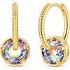 NARMO Orecchini a cerchio in argento Sterling 925 a forma di cuore, da donna, a forma di stella, con zirconi colorati, orecchini a cerchio in argento