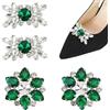 WADORN 4 pezzo di Clip per Scarpe con Strass di Cristallo, 2 Stili Fiori Strass Ciondoli per Scarpe Da Sposa Da Sposa Fiocchi di Neve Lucidi Decorazione per Scarpe Clip per Scarpe Staccabile,Verde