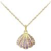 Hiqmic WA99038 - Collana con ciondolo in argento Sterling 925 a forma di conchiglia e zirconia cubica, placcata in oro bianco, 40,6 - 45,7 cm, bianco-placcato oro-argento Zirconia cubica, Zirconie