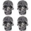 SUPERFINDINGS Spilla a forma di teschio gotico 4 pezzi stile punk argento antico testa di scheletro spilla a forma di petto in lega miniatura spilla a risvolto badge scheletro di Halloween