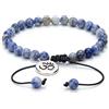 oasymala Bracciale Om Wish regolabile Meditazione Mala Preghiera Perline Yoga Om Gioielli intrecciati con perline Mala (Agata di diaspro macchia blu (Blue Spot Jasper Agate))