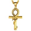 FaithHeart Collana Serpente in Rilievo Antico Egitto Totem Collana Croce Uomo Ciondolo Croce Ankh Egitto Punk Hiphop Collana Amuleto 55+5 cm