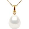 PEARLS & COLORS - Ciondolo in Oro di Perla Coltivata d'Acqua Dolce Pera 10-11 mm - Qualità AAA+ - Colore BIANCO NATURALE - Catena Offerta - Gioiello da Donna