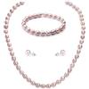 YAMI Set di collane di perle nere, bianche, rosa e viola, orecchini di perle, collana di perle da donna, bracciale di perle da 6-7 mm, in argento Sterling 925, gioielli da donna per ogni occasione, 6
