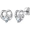 Suplight Orecchini a Lobo Claddagh Donna Opale Argento 925, Orecchini Opale, Orecchini Opale Argento 925 Diamante Aprile con Pietre Cuore