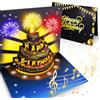 Solinorex Biglietto di Auguri di Compleanno con Musica e Luci, Biglietto Pop Up 3D con Torta e Candela LED da Soffiare, Suona Tanti Auguri, Regalo per Lei e Lui