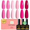 YSUVIN Smalto gel UV per unghie, 6 colori, rosa, pesca, smalto gel UV Soak Off, per principianti, per nail art fai da te, salone di manicure, di lunga durata, 8 ml