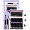 DAFNE 250PCS Kit Ciglia Finte Extension 60/80/100D DIY Kit, Cluster Lashes, Extension Ciglia Ciglia Finte Ciuffetti Extension Ciglia Nero Bond e Seal Glue Remover Pinzette