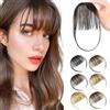 PARXITN Extensioni con clip per ciuffo frontale, capelli veri Air Bangs, estensione di capelli a coda di cavallo per donne, castano naturale