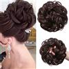 JJstar Fiocchi finti grandi elastici per capelli da donna con capelli ricci naturali ondulati per capelli ricci e trecce extension per capelli, chignon sintetici arruffati per le donne (marrone
