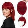S-noilite Fascia per capelli con frangia, parrucche con frangia frontale, toupet con capelli sintetici intrecciati e frangia, extension per capelli,Rosso Scuro