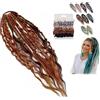 Generico Estensione Dei Capelli Boho Dreadlock, Attacco Elastico In Un Minuto, Materiale Sintetico Morbido Ed Elastico, Code Di Cavallo Naturali Intrecciate A Mano(Brown-1)