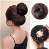 LesafeV Extension per capelli a chignon, sintetiche, a coda di cavallo, soffici, da donna, termoretraibili istantaneamente, castano scuro