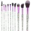 TIESOME Set di 10 pennelli per trucco, con manico in cristallo glitterato, correttore professionale per fondotinta, ombretto, eyeliner, set di pennelli cosmetici per adulti (verde)