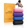 SPMKTBOZAI Rete esfoliante africana, 4 pezzi di spugna africana, spugna da bagno africana in nylon, rete africana, spugna da bagno a rete lunga per doccia, scrubber per il corpo per la schiena (nero, blu, rosa,