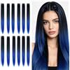 HIVTE 12 Pezzi Extension a Clip Ombre da Nero a Blu 55 cm, Extension per Donna Uso Quotidiano e Costume Cosplay