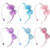 Eclove Cerchietti Fiocco Glitterato per Bambine, 6 Pezzi Principessa Cerchietti Arcobaleno, Alice Fasce Antiscivolo Dentini, Cerchietti Capelli in Plastica, Accessori Capelli per Adolescenti