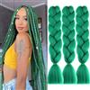 Saisifen Capo per Trecce Jumbo 3 Confezioni, 60 cm, Trecce Twist Box, Capo Intrecciato Sintetico per Donne e Bambini #A24 Verde Intenso