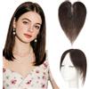 Elailite Hair Topper Donna Capelli Veri Clip 16g 30cm Protesi Toupee Posticci Toupet Silk Lace 8x10cm #2 Marrone Scuro