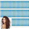 LDBKLGHJ 60 bastoncini per capelli ondulati blu, per arricciare i capelli, lunghi rulli in plastica, facili da usare, senza calore, durevoli, perfetti per bei ricci, onde e volume