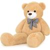 Sausudols XXL Orsacchiotto Orso di Peluche 120 cm di Altezza Giganti Orso Peluche per Fidanzata Teddy Bear Regalo per Compleanno Natale e San Valentino Marrone Chiaro