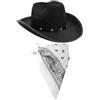 I LOVE FANCY DRESS LTD ILOVEFANCYDRESS® - Set di accessori per costume da cowboy, cappello nero con borchie a forma di stella e bandana colorata con motivi cachemire, stile western da sceriffo