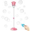 Generic Macchina automatica per bolle per bambini all'aperto, con supporto ricaricabile, torcia con luce musicale, lampada da giardino regolabile, per feste all'aperto, matrimoni, giardino, patio (rosa)