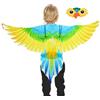 Lpoppcx Costume di ali di uccello per bambini, ali iridescenti per travestimento per ragazze e ragazzi con mantello e maschera, set completo di travestimento colorato da gufo per ragazzi e ragazze, per