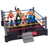 Chrees Giocattoli in Miniatura di Wrestling per Bambini, Set da Gioco sul Ring di Wrestling, Figure di Lottatori, Tappetino a Molla, Corde (Grigio)