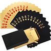 PLATEYTR Confezione da 2 carte da poker classiche nere e dorate, impermeabili, 2 mazzi di carte da gioco per feste in famiglia