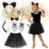 FESTICY Costume da Gatto per Bambina Carnevale 2026 | Set Completo con Orecchie, Collare, Guanti e Trucco per Viso | Taglia fino a 120 cm | Morbido e Comodo per Carnevale e Halloween