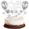 Conruich Decorazione per Torta 19° Compleanno per Ragazzi e Ragazze, Topper per Torta Happy 19th Birthday, Decorazione con Palloncini e Coriandoli Dorati, 12 Pezzi
