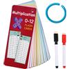 YUZNA 14 fogli, Flash Cards, 0-12 volte, Grafico, Matematica, Gioco del tabellone di 1 ° a 3 ° grado, Tabella scorrevole, Regalo per l'inizio della scuola, con 2 pennarelli cancellabili inclusi