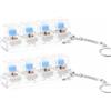LeGeYo Set 2 Portachiavi fidget tastiera Clicker meccanico Gioco antistress mini keyboard 4 tasti Keycaps DIY con moschettone 15+