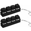 LeGeYo Set 2 Portachiavi fidget tastiera Clicker meccanico Gioco antistress mini keyboard 4 tasti Keycaps DIY con moschettone 15+