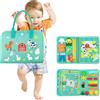 Suevut Busy Board Giochi Montessori 1 2 3 Anni Bambini,4 Strati Tavola Montessori 1 Anno,Pannello Sensoriale Valigetta Montessori,con Fibbie,Cerniere,Bottoni,Orologio,Alfabeto,per Motricità Fine