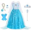 Foierp Elsa Vestito Set - Costume Elsa Anna Frozen Bambina Principessa con Corona Bacchetta Guanti Treccia per la Halloween Cosplay Party Compleanno Vestito Fantasia