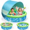 colmanda Piscina per Bambini Pop-Up 4-in-1, 100x30 cm Tenda da Spiaggia con Spruzzi d'Acqua, Piscinetta Neonato Spiaggia con Anti-UV SPF 50+, Tenda Portatile per Giardino, Spiaggia Picnic