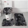 Lifup Tappeti Bagno Antiscivolo 3 Pezzi, Tappetino Rettangolo a Pelo Lungo Morbida Soffici, Tappetino per WC, Copertura per WC Coperchio Peloso tie dyed nero