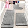 Jyswx Set di 3 tappeti da bagno, in memory foam, antiscivolo e assorbente, lavabili, morbidi e ad asciugatura rapida, per doccia, WC e vasca da bagno, grigio