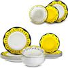 ARCA, Set 18 Piatti Coordinati Mantovano in Porcellana Decorata, Servizio per 6 Persone, con Piatti Fondi, Piani e da Dessert, Moderni e Colorati, Lavabili in Lavastoviglie