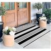 BUAGETUP Zerbino a strati per esterni, 77,5 x 100 cm, in bianco e nero, a righe, lavabile in lavatrice, in cotone, tessuto a mano, per esterni, veranda, cucina, ingresso, lavanderia