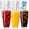 HEFTMAN Set di 6 bicchieri in plastica acrilica, 550ml, con design a spirale, impilabili, riutilizzabili, per picnic, campeggio, barbecue, feste (trasparenti)
