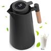 Behogan Thermos Tè Tè Isolato 1 Lt Caffettiera con Manico in Legno Bottiglia con Pulsante di Sicurezza per Casa Ufficio Hotel
