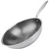 Moliuoly Wok in acciaio inox con rivestimento antiaderente - senza PFAS, motivo a nido d'ape antigraffio, lavabile in lavastoviglie, per forno a induzione a gas, 30 cm, argento (32 x 32 x 11 cm)