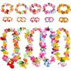 JSMTKJ 5 Set Ghirlanda Hawaiana, Multicolori Collana Hawaiana con 5 Fasce e 10 Bracciali per Vacanze Spiaggia a Tema Festa Decorazioni Compleanno