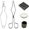 yolzhxe 5 Pezzi Set per Fusione Dell'oro, Forno Fusione Metalli Include 2 Pinza per Crogiolo e 1 Crogiolo di Grafite Resistente Alle Alte Temperature, Adatto per Leghe di Platino, Oro e Ottone