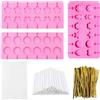 XINGYATU Set di 3 stampi per lecca lecca in silicone con 100 bastoncini di lecca-lecca-lecca-lecca in silicone, 100 nastri dorati, 100 sacchetti per caramelle, caramelle, gelatina