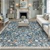 PureCozy Tappeto Salotto 200x300cm Floreale Pelo Corto Antiscivolo Morbido Retro Lavabile Tappeti per Cucina Corridoio Piedi Del Letto Camera Da Letto Salotto Blu Marino Rug